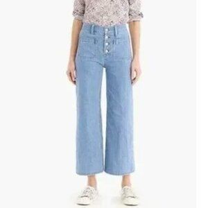 J Crew Point Sur wide-leg crop jeans clean light wash Item K8402 size 26